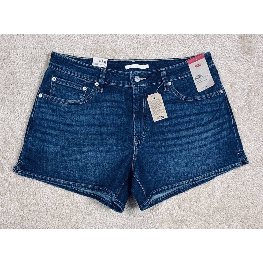 NWT Levi's A-Line Denim Shorts Women's 33 Mid Rise Dark Wash Jean Shorts